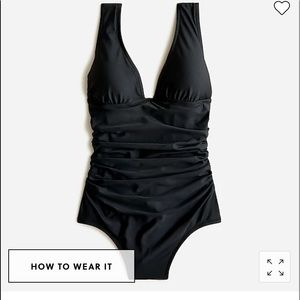 J. Crew Long-Torso V Neck One-Piece Black